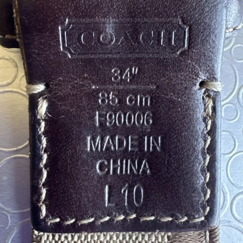 Coach Mens 34 Signature Monogram Canvas Navy Stripe Cotton Webbing Belt F90006